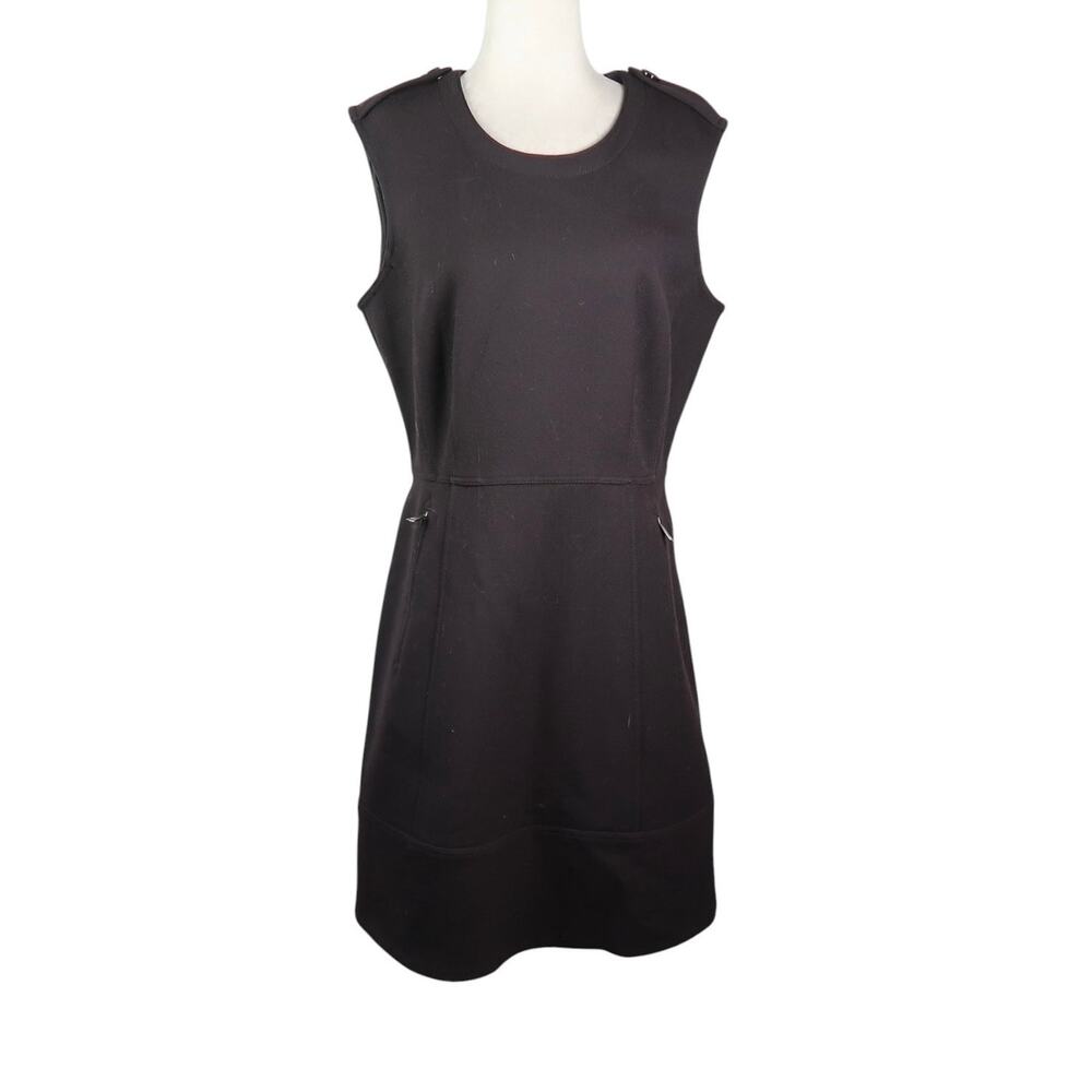 Burberry Brit Black Sleeveless Shift Dress Wool Blend Size 12